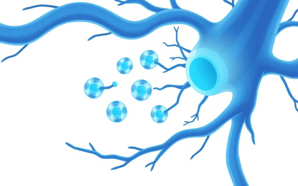 Ilustração médica representando neuropatia e diabetes